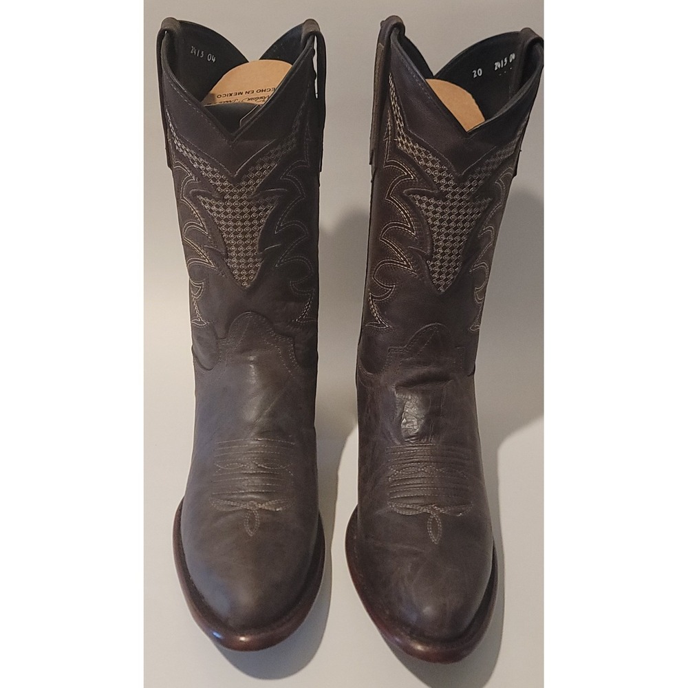 Bronzer Men's Cedro Cafe C/‎ Angle Embroidered Western OVAL Toe Boots Sz 9.5 NWB